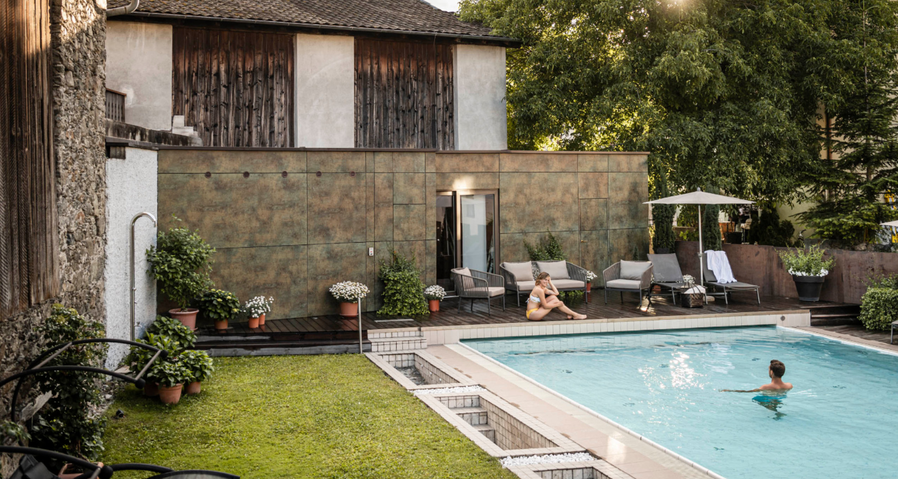 Outdoor pool after rain